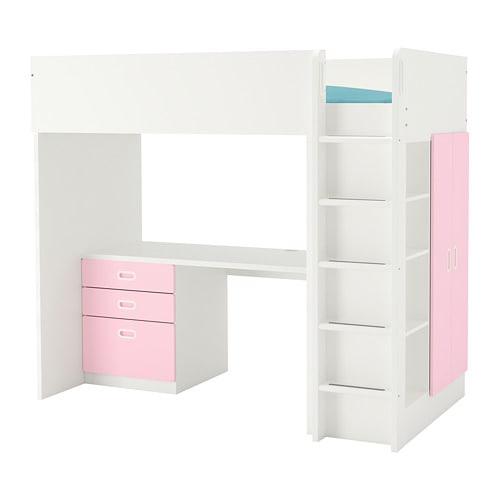STUVA / Loft bed / 3 drawer 2 doors white / light pink (692.676.76) - reviews, price where to buy