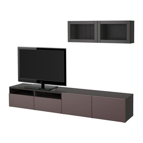 Besta Tv Cabinet Combined Glass Doors Black Brown Valviken