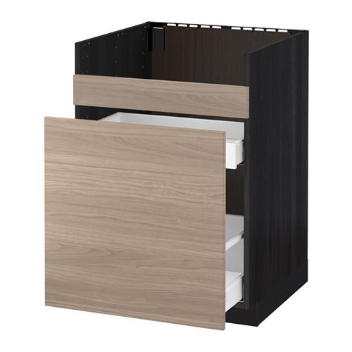 Méthode Maksimera Nap Armoire N évier Dumshё 3fasada 2yasch 60x60 Cm Brokhult Noyer Effet Gris Clair Bois Noir