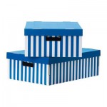 ПИНГЛА Коробка с крышкой - синий, 56x37x18 см