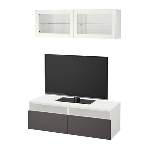 Bessto Cabinet For Tv Combin Glass Doors White Grundsviken