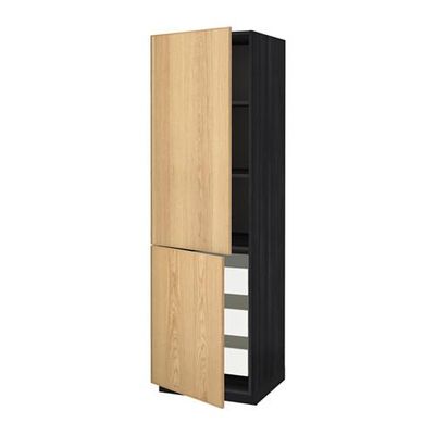MÉTODO / FORVARA Armario alto + estantes / / puertas 2 - cm, roble Ekstad, madera negra (s69055194) - opiniones, comparaciones de precios