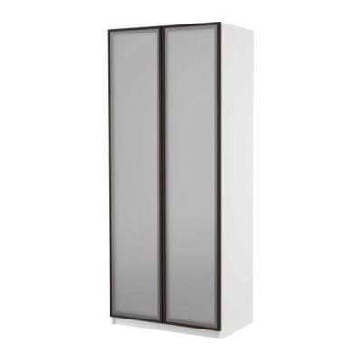 Pax Wardrobe 2 Door Pax Fevik Black Brown Frosted Glass White