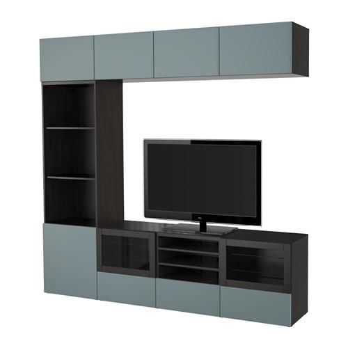 TV-meubel, in combinatie / glazen deuren - zwart-bruin / grijs Valviken turkoois, glas, ladegeleiders, voorzichtig CLOSE (791.966.74) - reviews, prijs, waar te