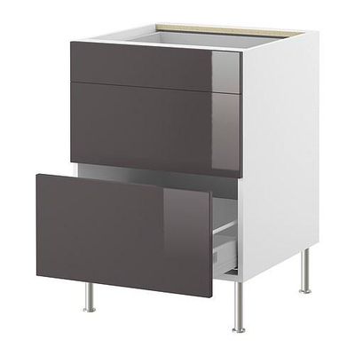 Faktum Base Cabinet With Drawers 3 Abstract Gray 40 Cm