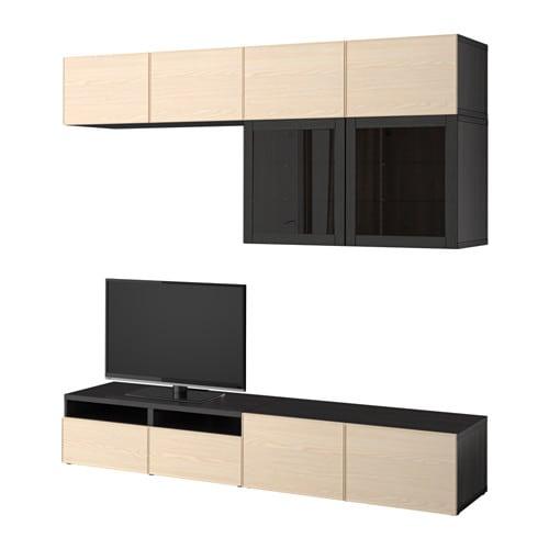 Besta Tv Cabinet Combines Glass Doors Black Brown Inviken