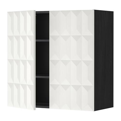 METOD wall cabinet with shelves / 2 door black / white 80x80 cm (090.112.21) - reviews, price, where to buy