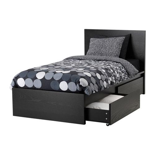Distilleren brand analyseren MALM Bed frame + 2 bed drawers - -, black-brown (792.109.86) - reviews,  price, where to buy