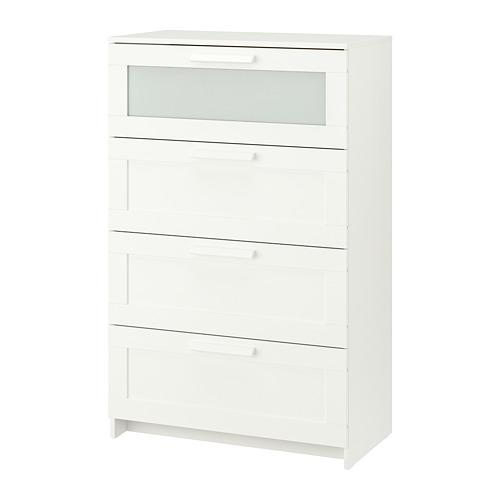 Brimnes Chest Of Drawers With 4 Drawers White Frosted Glass