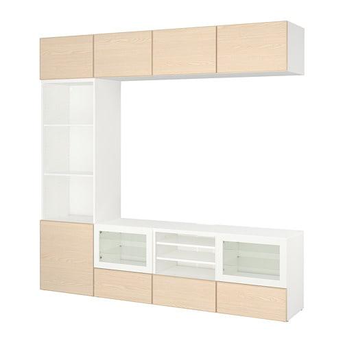 Besta Tv Cabinet Combines Glass Doors White Inviken Ash