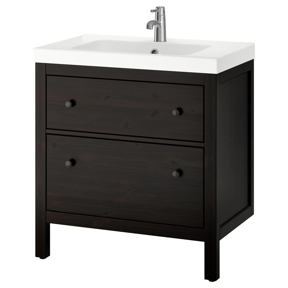 Kinderdag Accor Kleverig HEMNES / ODENSVIK Washbasin unit with 2 box - black and brown stain  (692.203.25) - reviews, price, where to buy