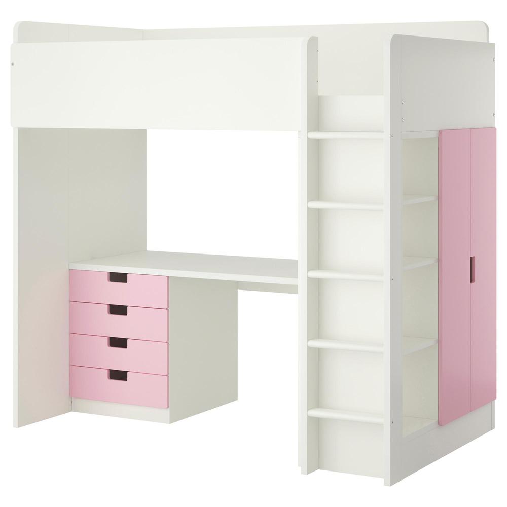 blozen Verkeerd Nathaniel Ward STUVA Bed-attic / 4 drawer / 2 doors - white / pink (992.271.94) - reviews,  price, where to buy